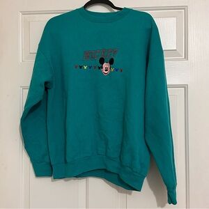 Vintage Mickey Unlimited Disney Teal Mickey Mouse Crewneck Sweatshirt Size L